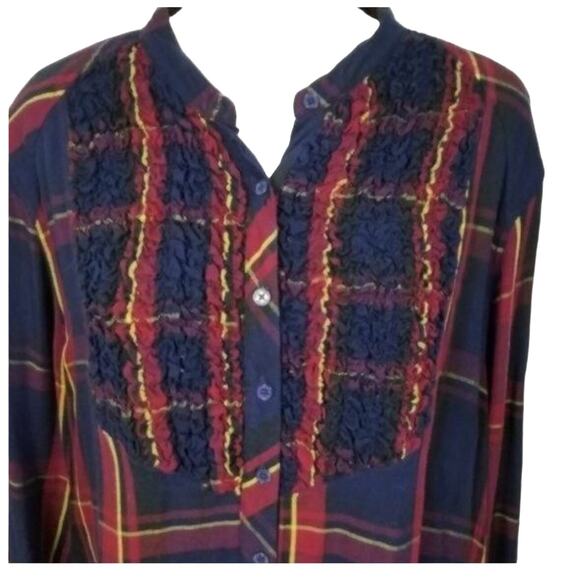 Melissa McCarthy- Plaid Tunic Dress Ruffle Flannel - 1X - Picture 2 of 10